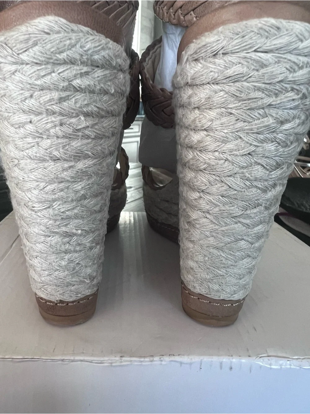 Stuart Weitzman Woven Espadrille Wedge Sandals-sz 7.5 - Picture 6 of 7